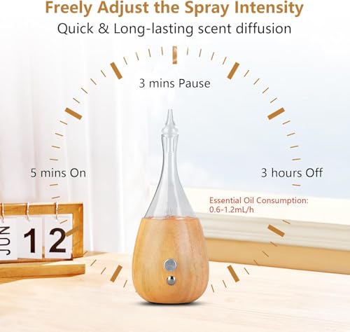 Image of Lychee Essential Oil Diffuser Humidifiers, 7 Colors Light Setting, Quiet Diffuser, Small Aromatherapy Diffuser with Wood Grain Base for Room Home Office Bedroom Nice Gift