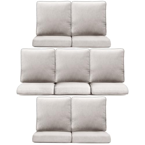 7-Piece Outdoor Patio Cushion Set - Fade & Water Resistant with Removable Olefin Cover, 22x24x4 Inch Memory Foam Cushions for Wicker Sectional Sof - Beige/Regular