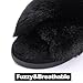Evshine Women's Fuzzy Slippers Cross Band Memory Foam House Slippers Open Toe, Black, 38-39 (Size 7-8)