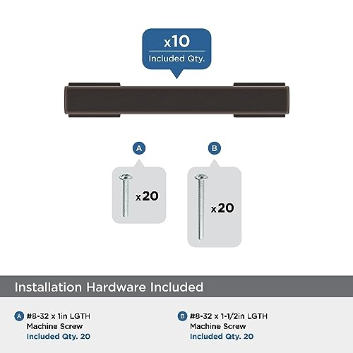 Image of Amerock 10 Pack 3 inch Triomphe Oil-Rubbed Bronze Drawer Pull | 3 inch (76mm) Center-to-Center Mounting Distance and 4 inches Overall Length, Durable Zinc Cabinet Hardware