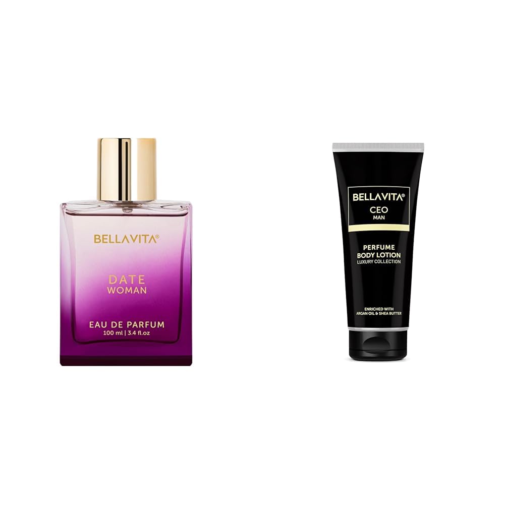Bella Vita Luxury Date Woman Eau De Parfum Intense CEO Man Body Perfume Lotion for Nourishing Hydrating Soft Supple & Healthy Skin with Argan Oil & Shea Butter 200 Ml