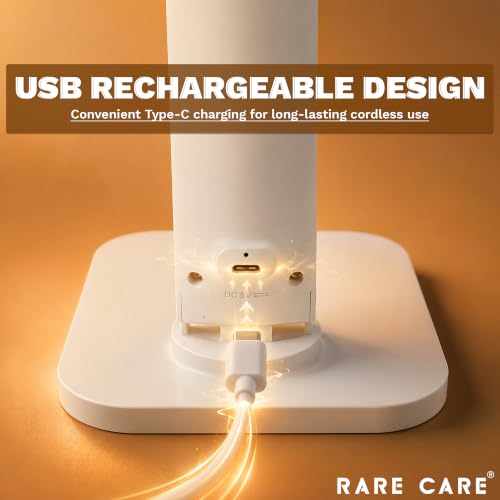Image of RARECARE Super Bright Table Lamp for Study Room, Rechargeable LED Light, 28 LEDs, 3 Light Modes, Foldable Design, 1200 mAh Battery (Super Bright Pro)