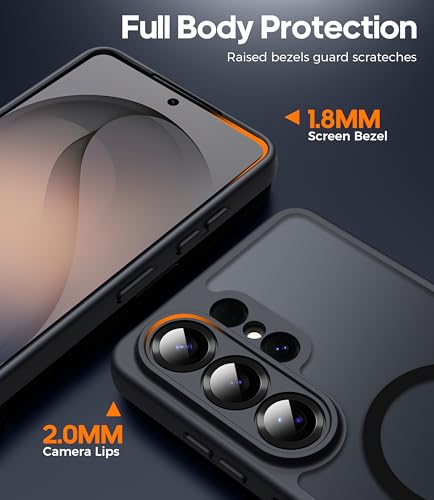 Opkiegrn Magnetisch für Samsung Galaxy S26 Ultra Hülle mit 2 Schutzfolie Kompatibel mit MagSafe, Vollständiger Kameraschutz, Stoßfest Transluzente Matt Schutzhülle Samsung S26 Ultra 5G, Schwarz 3