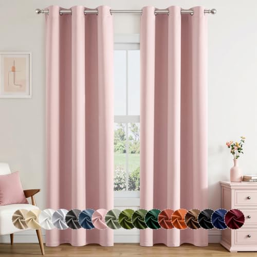 MIULEE Baby Pink Blackout Curtains for Girls Bedroom