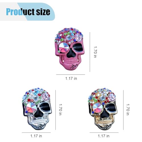 Image of 3PCS Bling Skull Car Air Condition Vent Clip, Colorful Diamond Car Diffuser Vent Clip, Car Air Conditioner Decoration Clip, Funny Horror Car Interior Accessories for Women Girls