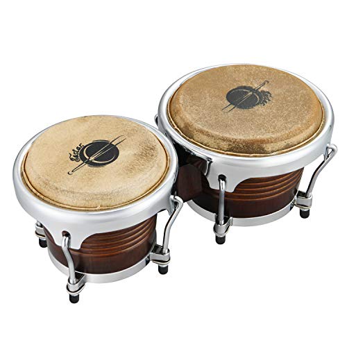 Image of Eastar EBO-21 Bongo Drum Set 7'' and 8'' Buffalo Leather African Drum Wood Percussion Instrument with Bag and Tuning Wrench