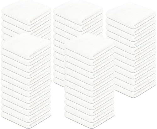 Marlin Linens Cotton Washcloth Set of 60 for Bathroom - 12x12 Inches Soft, Absorbent, and Durable Ideal for Bath, Face, and Hands, Gentle on Skin for Home, Gym, and Travel - White