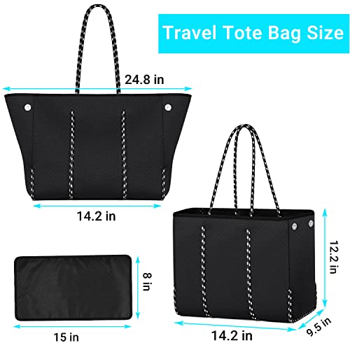 Image of IBFUN Neoprene Tote Bag Large Beach Bag for Women Pool Gym Tote Bag Travel Tote Bag