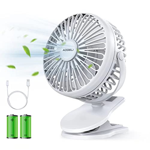 Aogeli Small Clip On Fan,Clip Fan For Bedroom, Portable Fan With Clip,3 Speeds Personal Fan,5000 Mah Rechargeable Battery Operated Fan,360°Rotate Desk Fan For Home Office Travel Stroller Camping White #TOP5