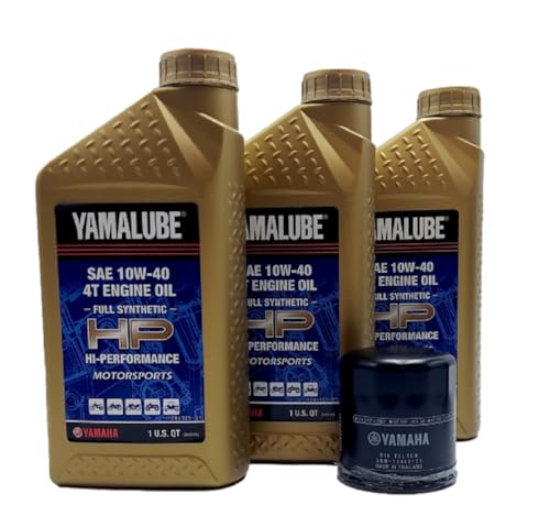 Image of Yamaha Kodiak 450 (2003-2024) all Models Oil Filter Change Kit Yamaha Part# 5GH-13440-80-00 and 3 Quarts High Performance Oil LUB-10W40-HP-12