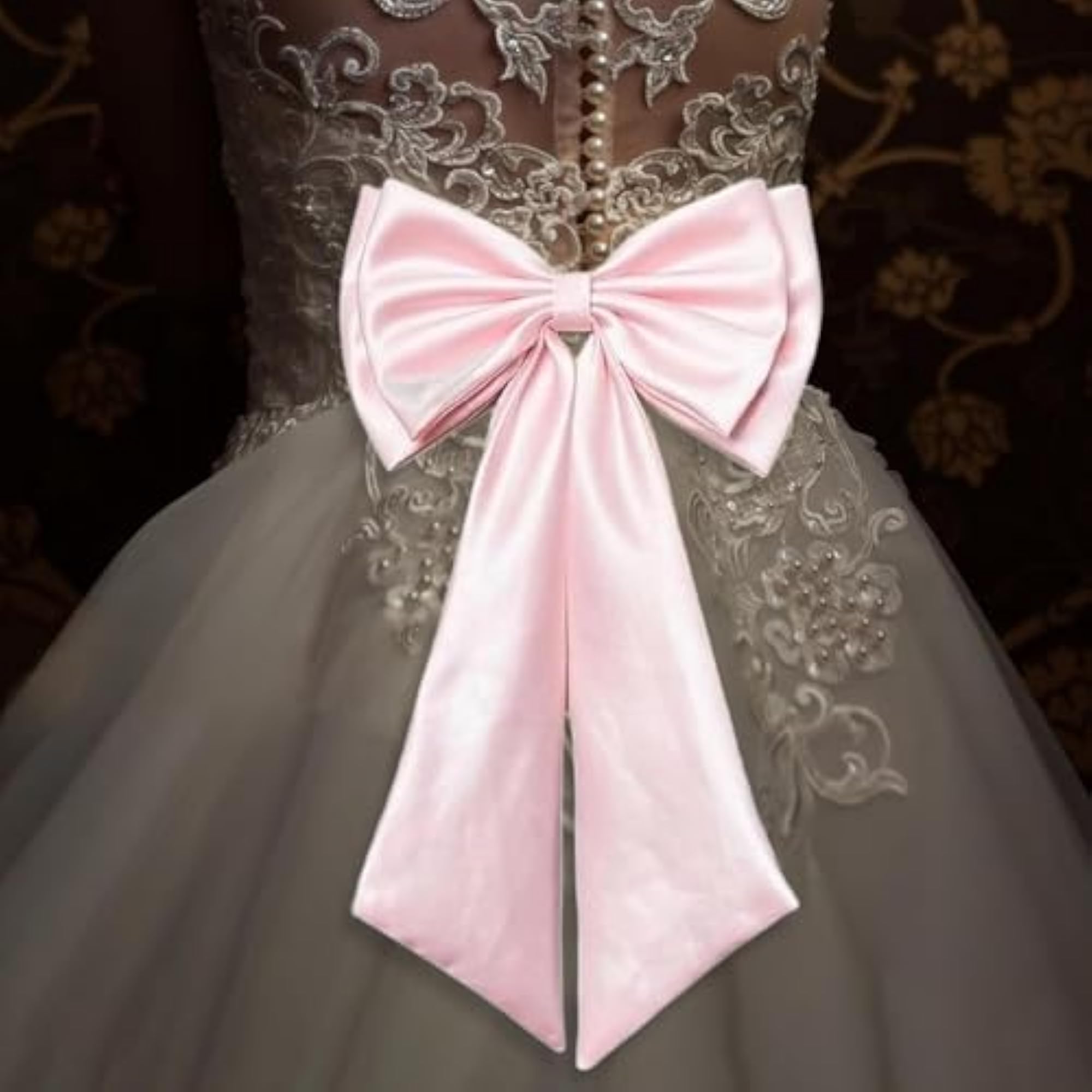 Detachable Satin Bowknot for Weddings & Parties, Pink