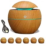 Humidificador ultrasónico, Difusor de Aromas y Aceites Esenciales. Conexión USB. Ideal para Aromaterapia en el Hogar. Pequeño y Silencioso. Iluminación LED Multicolor con Agradable Efecto Relajante.
