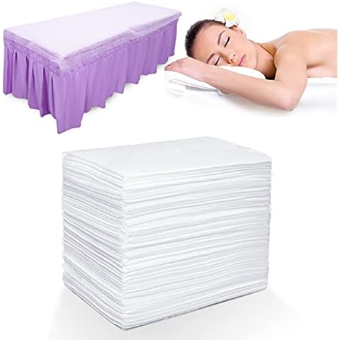 100pcs Disposable Bed Sheets, Massage Table Sheets Non-Woven SPA Bed Sheets Table Beauty Couch Cover Bed Cover for Beauty Salon SPA Massage Beds Hospital Hotels Club 31.5 x 70.8inch/80 x 180cm Cover