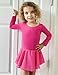 Arshiner Kids Girls Classic Long Sleeve Leotard Dance Ballet Dress Rose Red