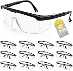 12 Pack Safety Glasses Bulk Anti-Fog, Adjustable Temple Safety Goggles, UV Protection Scratch Resistant Polycarbonate Lens, Protective Eyewear with ANSI Z87.1 for Construction, Lab, Outdoor Work