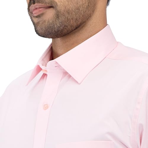 Image of Raymond Men Slim Fit Solid Pattern Pure Cotton Semi Cutaway Collar Full Sleeve Formal Shirt