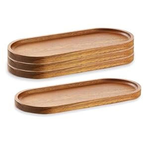 4Pack Wood Serving Trays 29×10.5CM Charcuterie Boards Oval Wooden Plates Wood Serving Platter Cheese Dinner Plates Bulk for Dessert Snack Bread Fruit Appetizer Dishes