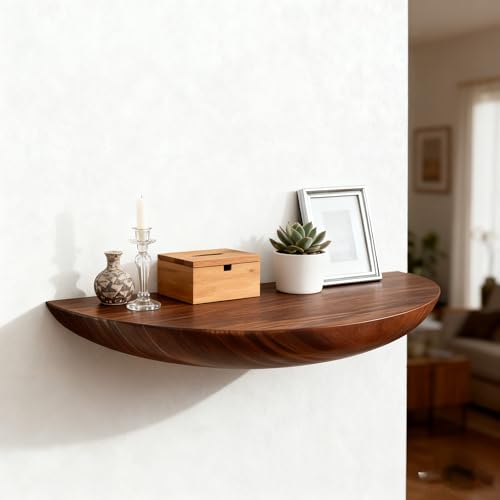 Jaxuzegs Flotantes Baldas para Esquina Madera Maciza con Extremos Redondos 22-38cm 3 Colores 3 tamaños Estante Esquinero para Baño Cocina Dormitorio Salón,Marrón,28x15x3cm
