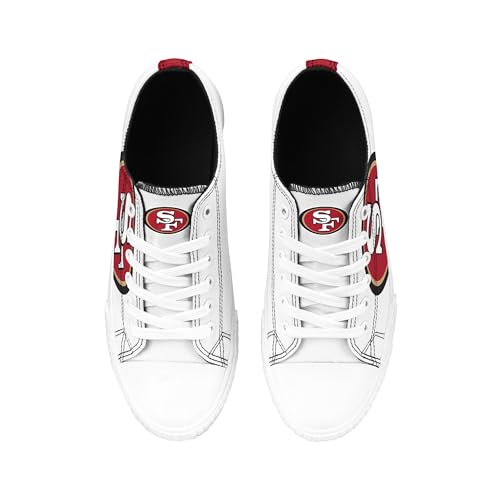 Image of FOCO NFL Womens NFL Ladies Fashion Team Big Logo Low Top White Canvas Sneakers Shoes