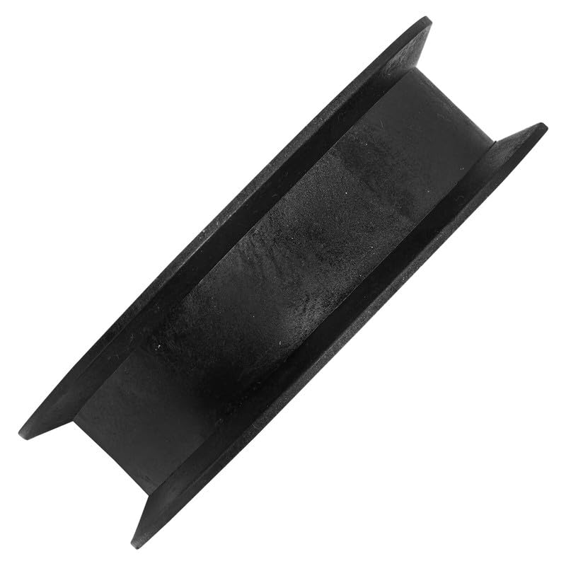 Diagram showing the dimensions of the replacement deck pulley. Top view indicates an outer diameter of 4.78 inches (121.5 mm) and an inner bore diameter of 0.49 inches (12.5 mm). Side view indicates an overall height of 1.33 inches (34 mm) and a belt groove depth of 1.14 inches (29 mm).