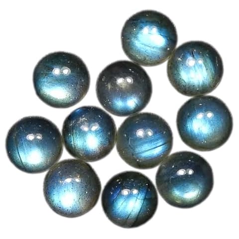 Myhealingworld 7 MM Round Blue Fire AAA Quality Natural Labradorite Calibrated Cabochon Loose Gemstone For Jewelry Making Loose Gemstone 11 pcs Box Cover