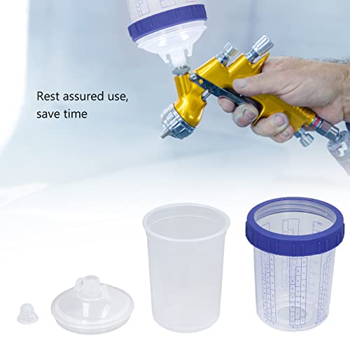 Plplaaoo Spray Gun Cup, 10Pcs Disposable Paint Spray Gun Cup Lids And Liners Kit, 350Ml, Use W/Paint Gun For Cars, Furniture, Home, Includes 1 Mini Paint Cup, 10 Disposable Cups, 10 Covers, 1 Plug #TOP4