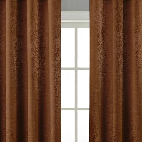 Image of FRESH FROM LOOM Supreme Texture Polyester Padre| Semi Black Out 80% Room Darkening Curtains Screen for Home 7 Feet | (Coffee | 2pc Double Weaved Parda | Eyelet Ring | Window & Door Curtain)