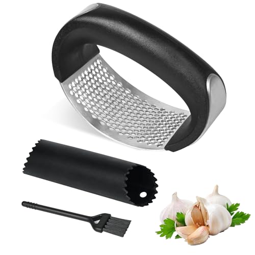 Image of Stainless Steel Garlic Press Rocker Set, Ergonomic Garlic Crusher Mincer