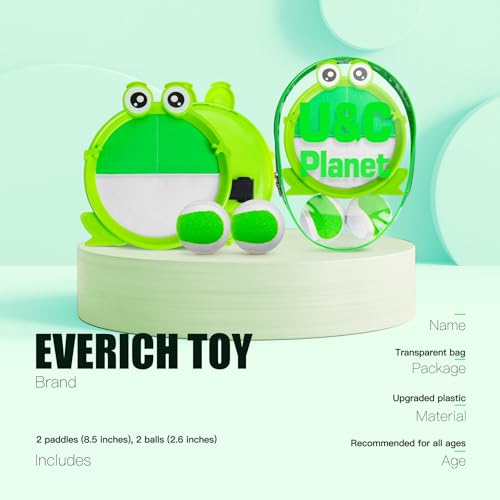 EVERICH Upgraded Toss and Catch Ball Game Set - Indoor and Outdoor Games for Kids 3-12, Beach Sand Pool Water Toy Includes 2 Paddles 2 Sticky Balls, Great Birthday Easter Gifts for Boys Girls - Thumbnail 2