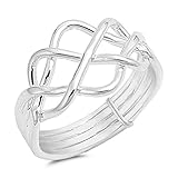 High Polish Bar Knot Puzzle Ring New .925 Sterling Silver Band Size 7