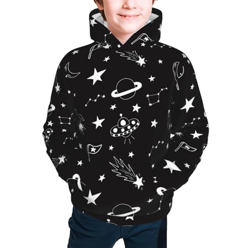 Space Flying Saucer Kids Pullover Hoodies Boys Sweatshirts Girls Athletic Clothes with Pocket2