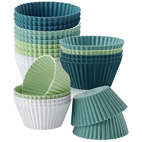GoPaw Silicone Cupcake Cases Muffin Cases - 24 PCS Reusable Silicone Baking Cups - Nonstick Silicone Cupcake Cases Colour Cups for Cakes Ice Creams Puddings Cover