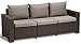 Allibert by Keter Gartenlounge Sofa California 3-Sitzer, braun/warm taupe, inkl. Sitz- und Rückenkissen, Kunststoff, runde Rattanoptik, 199 x 68 x 72 cm