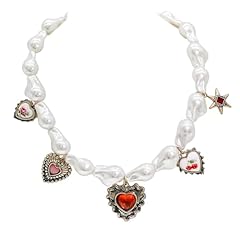 pearl heart charm necklace