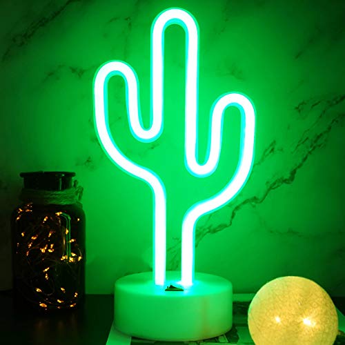 YIVIYAR Cactus Néon Lumière LED Cactus Néon Signe, Chargement USB ou Batterie Enseigne au Néon Cactus Lampes Néon Lumières Enseignes Lumineuses pour Enfants Chambre Adolescente Chambre Décor (Cactus)