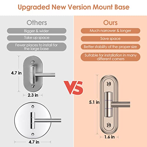 Rechargeable Lighted Makeup Mirror Brushed Nickel, Vanity Mirror With 3 Color Lights, Dimmable Touch Screen,8 Inch Led Double Sided 1X/10X Magnifying 360°Swivel Shaving Mirror 13 Inch Extendable #TOP2