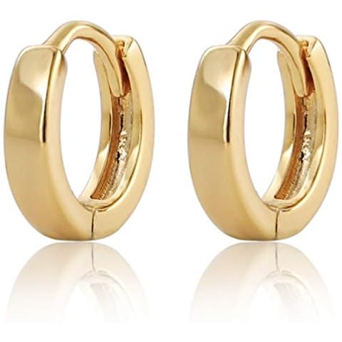 AT Jewellery - 9ct Yellow Gold Filled Plain Simple 11mm Sleeper Hinged Huggie Hoop Earrings Cover