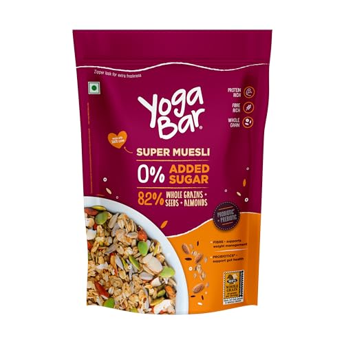Image of Yogabar Breakfast Cereal & Muesli | 93% Whole Grains Dry Fruits Nuts and Seeds | No Added Sugar 82% Almonds Whole Grains and Seeds | 400g Each