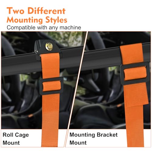 Image of 4 Point Racing Harness With Padding Heavy Duty Buckle Upgraded 3 Inch Straps UTV Harness 4 point Universal Adjustable for Adults Easy Install, Orange