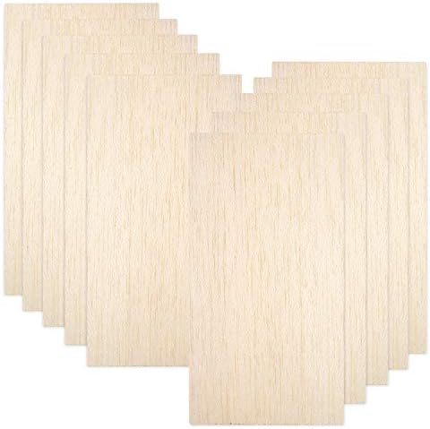 10 Pack Balsa Wood Sheets, Natural Unfinished Wood for House Aircraft Ship Boat DIY Wooden Plate Model, School Projects, Craft Project 100x200x1.5mm