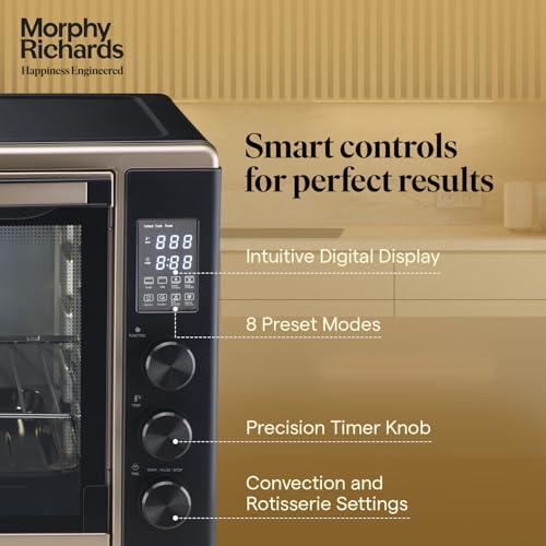 Image of Morphy Richards 52RCD Digi OTG |Large Capacity - 52L |Digital OTG with 8 Preset Menus| Champagne Gold and Black|2 Year Product Warranty