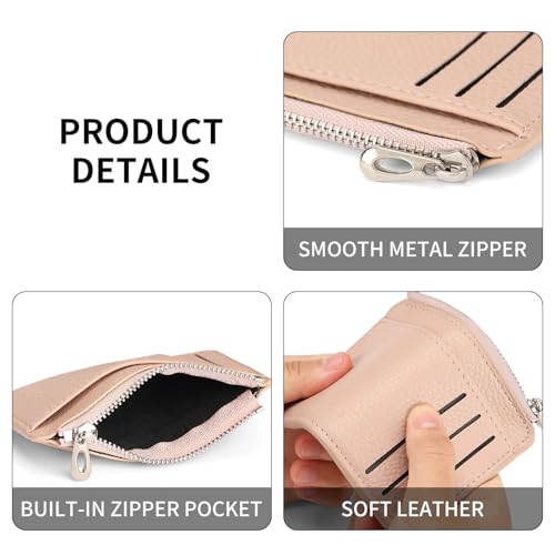 Slim Credit Card Holder Wallet for Women Front Pocket RFID Blocking Wallets Small Compact Card Case with Zipper Pocket3