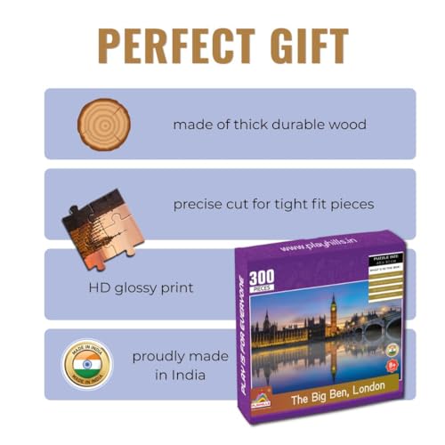 Image of 300 Piece Wooden Puzzle Big Ben,London | 300 Piece Puzzle for Kids & Adults | Improves Your Child Brain Power, Focus & Memory, Gift for Age 8+ Year