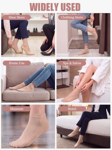 Image of Sintege 600 Pcs Disposable Foot Socks for Women Trying on Boots Shoes Ankle Nylon Footies Disposable Non Slip Socks for Guest