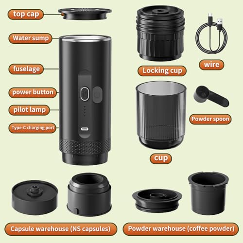 Cafetera Espresso Portátil Eléctrica con Calentamiento Rápido 80 mL miniatura 3