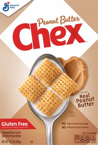 Image of General Mills Peanut Butter Chex Cereal, Gluten Free Breakfast Cereal, Made with Whole Grain, 12.2 OZ (Pack of 4)