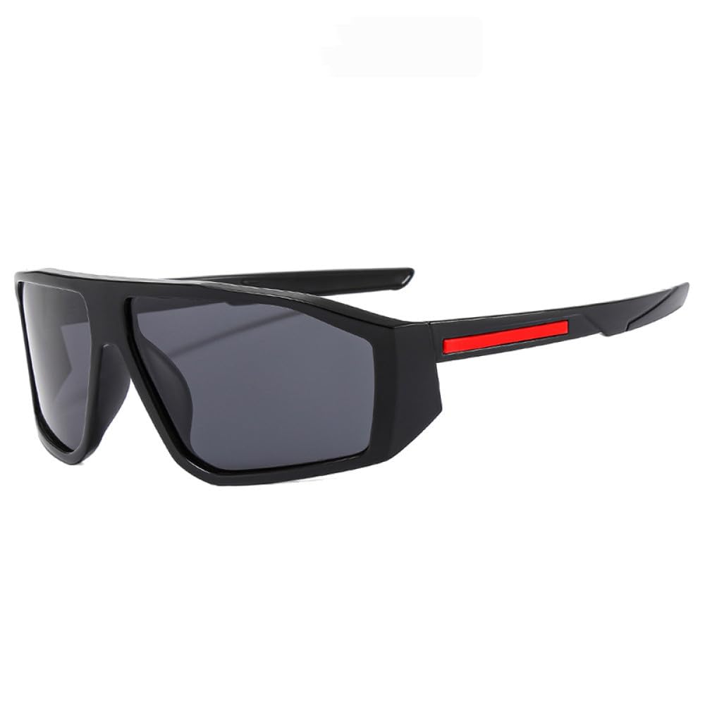Occhiali da sole polarizzati sportivi Occhiali da sole per uomo Occhiali da parabrezza firmati di marca Occhiali irregolari femminili, C1 Nero brillante, Con una borsa