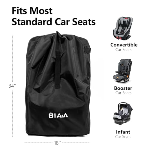 Image of elaia Car Seat Travel Bag for Airplane, Waterproof Wearable with Straps, Large Capacity Padded Car Seat Check Bag, Perfect for Air Travel, Family Vacations, and Parents with Infants