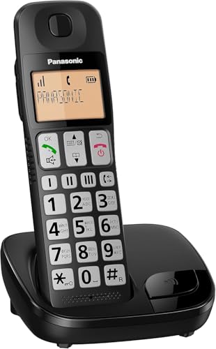 Panasonic KX-TGE110E Big Button Single DECT Cordless Telephone with Nuisance Call Blocker & LCD Display (Single Handset Pack) - Black