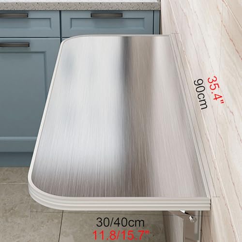 Table pliante murale inox avec bordure aluminium scellée